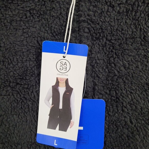 NEW SAGE Collective Womens L Sherpa Fleece Vest  Large With Plaid Linin Full Zip - Picture 3 of 8